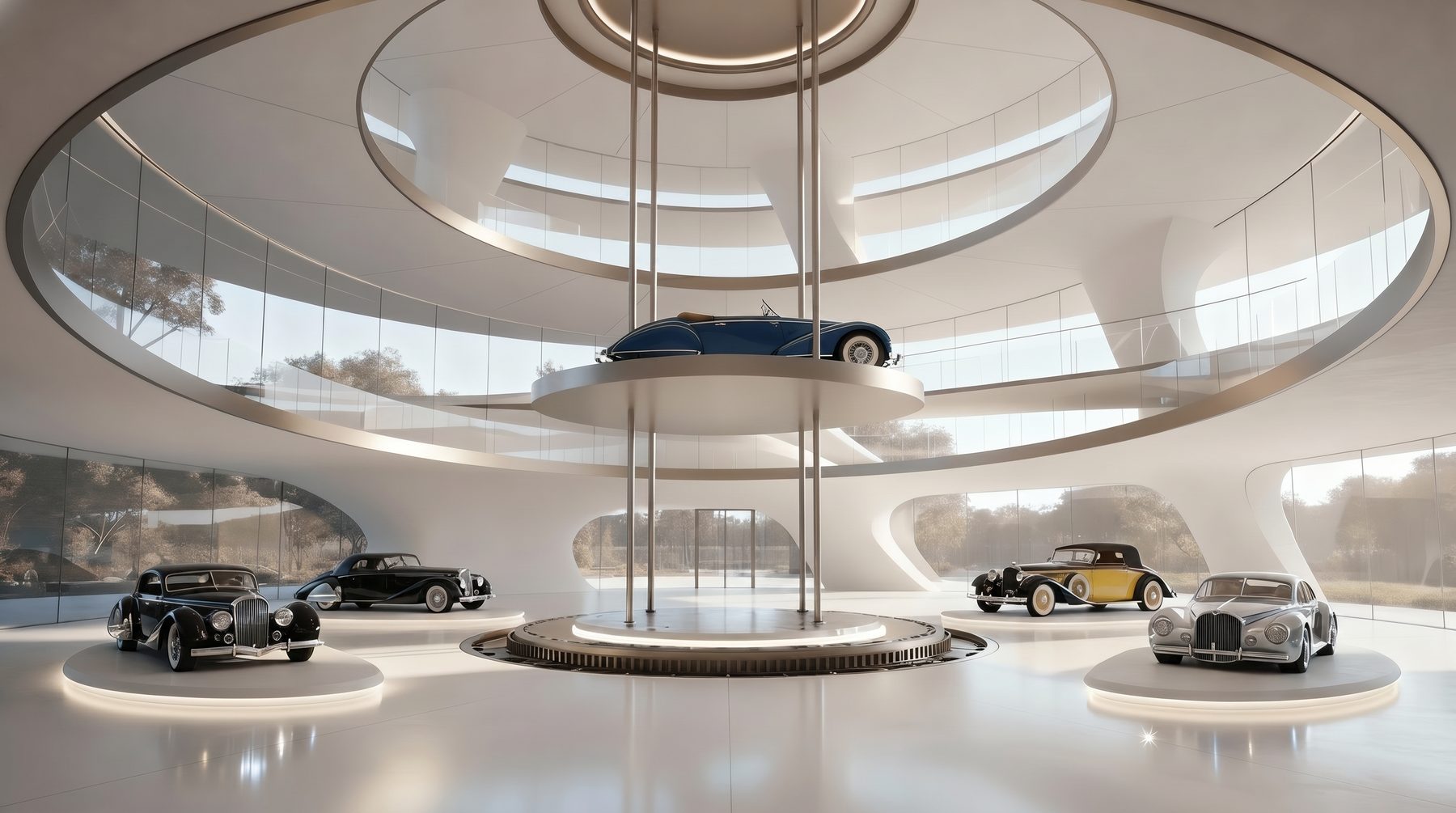 Bel Air estate vision — collector car rotunda beneath the dome