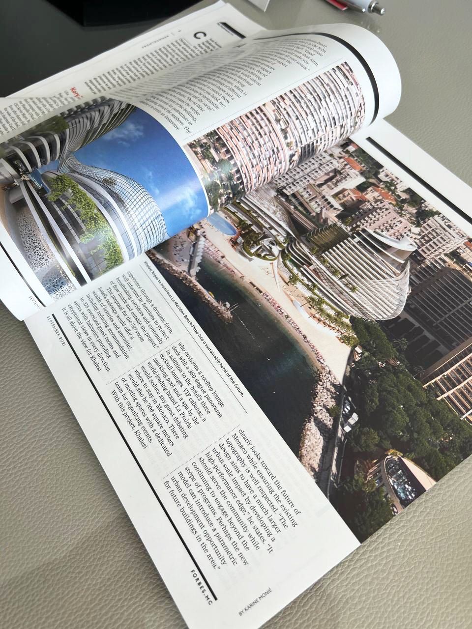 The printed Forbes Design feature spread, photographed in the magazine