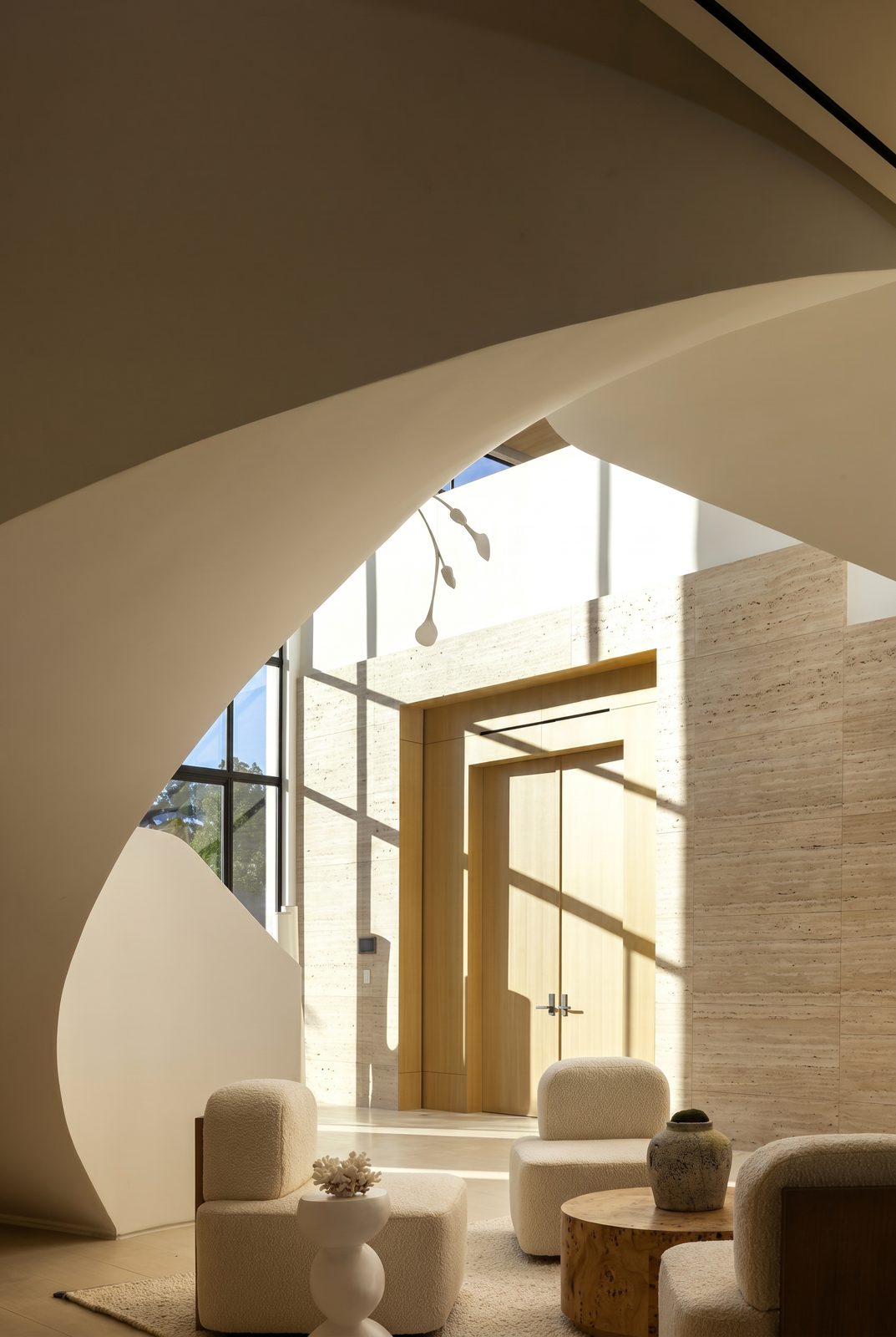 Oliveto Vale, Bel-Air residence by Beverly Hills One — double-height stair volume