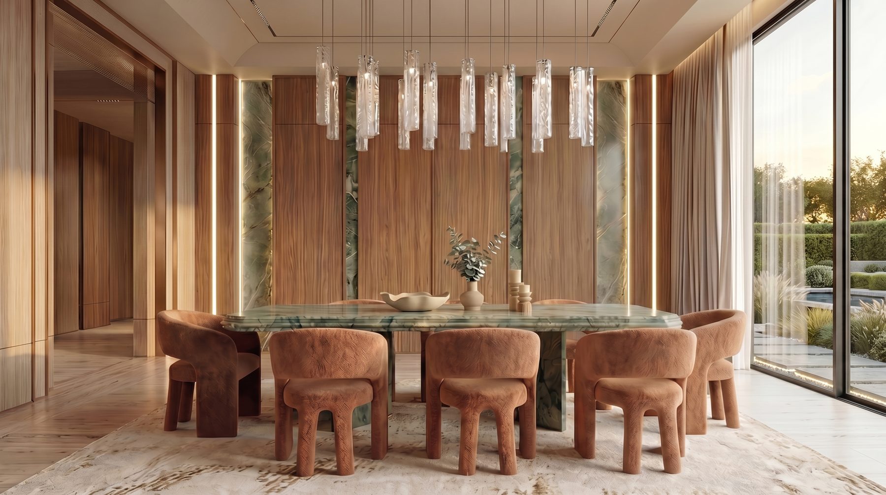 Villa Tosca — dining room with green stone table