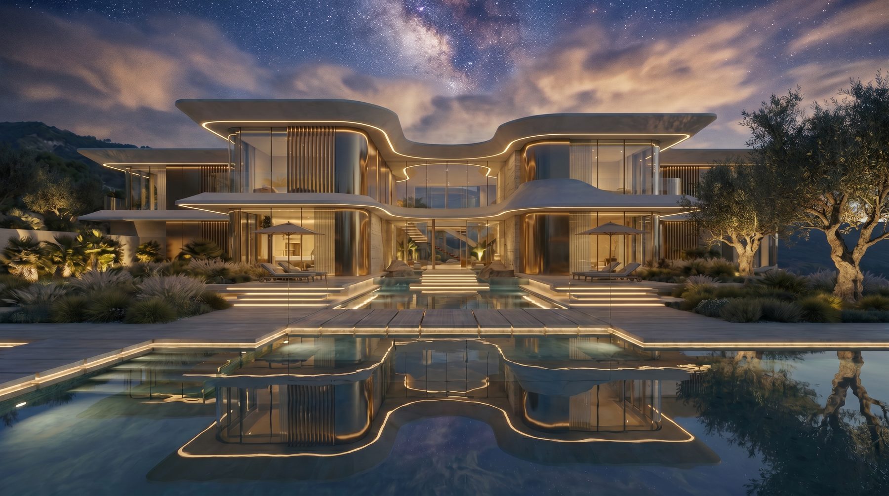 Villa Tosca — the residence beneath the Milky Way, reflected in the pool